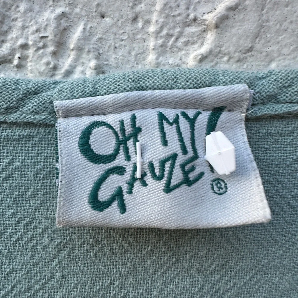 Oh My GauzeWomen 1X Seafoam Green Cotton Gauze Sharkbite Hem V-Neck Tunic Top_7